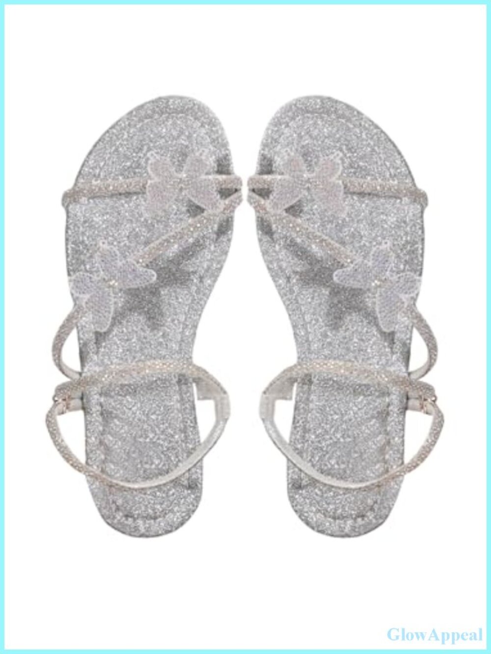 GORGLITTER Women's Butterfly Sandals Dressy Strappy Glitter Rhinestone Open Toe